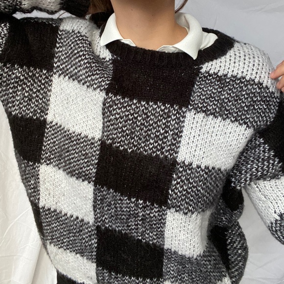 Black and white checkered knitted sweater H&M - Picture 8 of 11
